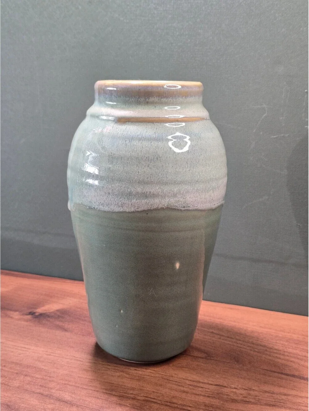 Vintage Studio Pottery Vase Drip Glaze Ceramic Flower Pot